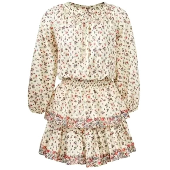 Loveshackfancy Popover Mini Dress Ivory Floral Long Sleeve - Picture 5 of 6